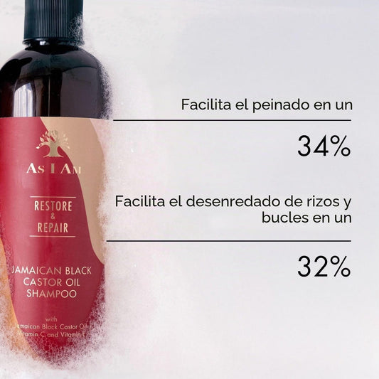 As I Am Jamaican Black Castor Oil Shampoo 355 ml - Champú fortalecedor que reduce la rotura y nutre el cabello rizado