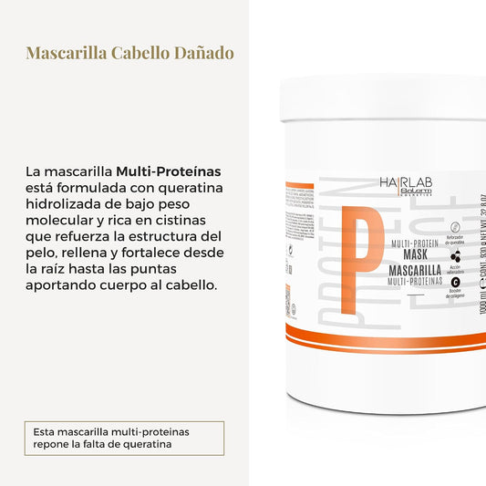 SALERM - Hair Lab Multi-Proteínas Mascarilla Fortalecedora con Queratina 1000 ml - Rellena el Cabello Dañado y Da Cuerpo a la Melena - Sin Parabenos