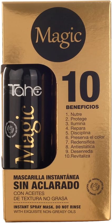 TAHE - Magic Mascarilla Instantánea Intensiva en Spray sin Aclarado 125ml - 10 Beneficios - Desenreda, Protege del Calor y del Sol - Cabello Seco
