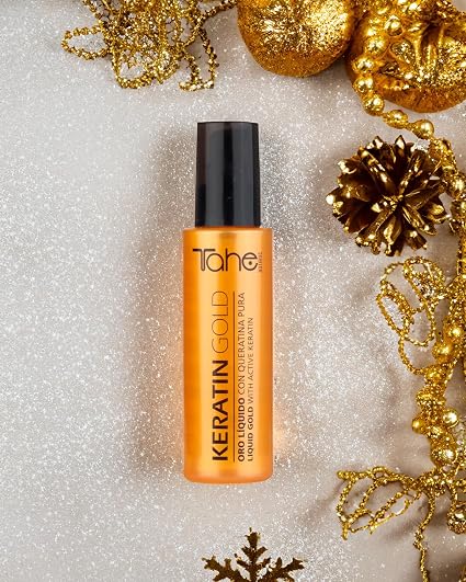 TAHE - Keratin Gold Sérum Capilar Oro Líquido con Queratina Pura, Células Madre Vegetales Activas y Aceite de Argán 30ml - Sella Puntas Abiertas