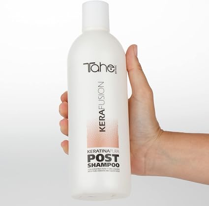 TAHE - Kerafusion Champú Post Alisador Fibra a Fibra con Queratina Pura y Oro Líquido 500ml - Alarga el Alisado y Controla el Frizz - Sin Sulfatos