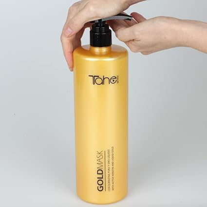 TAHE - Botanic Gold Mascarilla Capilar Regeneradora con Queratina Pura, Oro Líquido y Aceite de Aguacate 1000 ml - Repara y Protege el Cabello Teñido