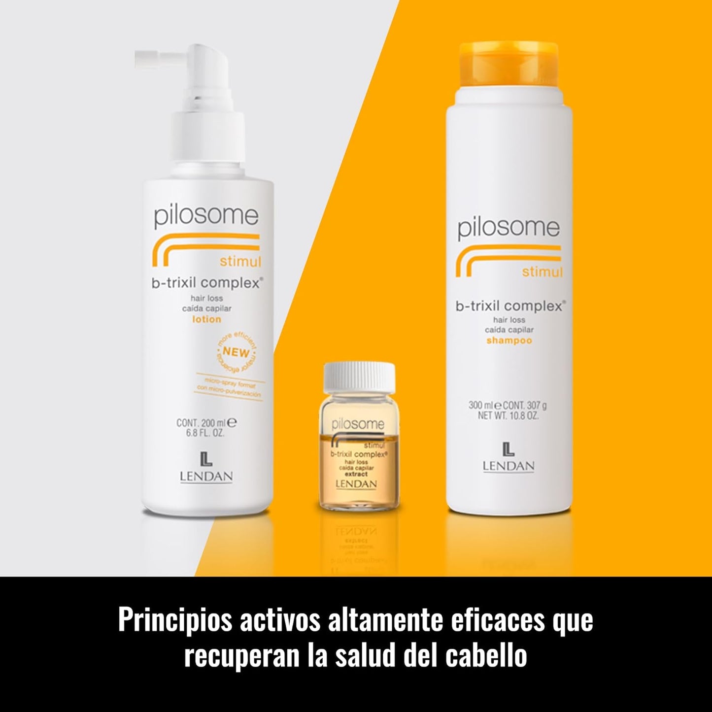 LENDAN - Pilosome Stimul Champú Anticaída B-Trixil Complex 1000 ml - Estimula el Crecimiento desde el Bulbo Piloso - Cabello Fino y Debilitado