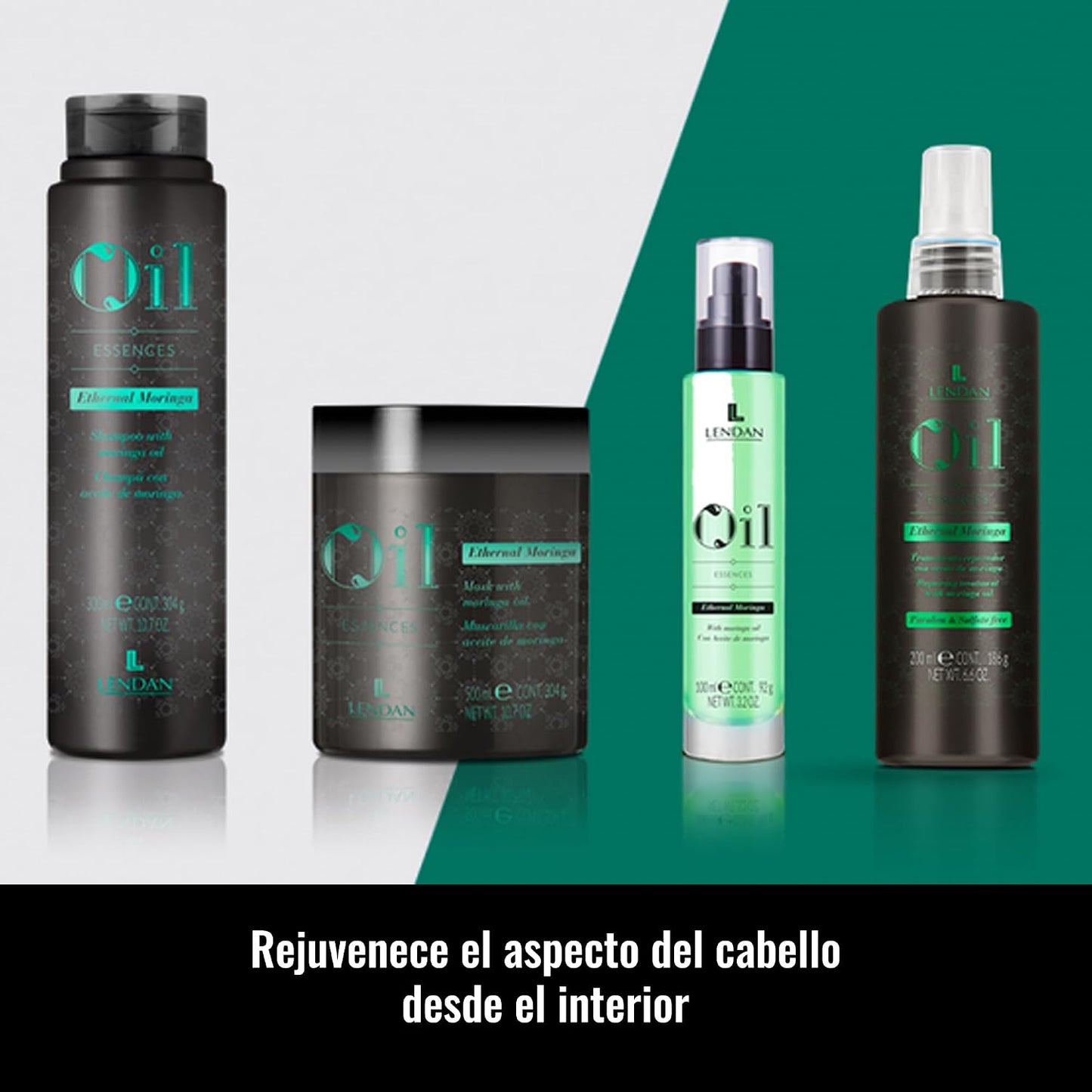 LENDAN - Oil Essences Ethernal Moringa Aceite Capilar 100ml - Sella las Puntas y Controla el Encrespamiento - Filtro UV, Brillo y Nutrición Profunda