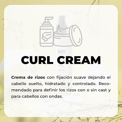 K89 - Professional Curly Hair Curl Cream Crema Definidora de Rizos con Aceite de Argán 250 ml - Define Rizos y Ondas sin Rigidez - Método Curly