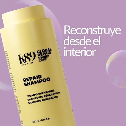 K89 - Sweet Care Repair Shampoo Champú Reconstructor con Proteínas Keravis 330ml - Repara el Cabello Dañado por Tinte, Decoloración y Plancha