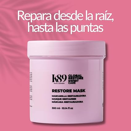 K89 - Sweet Care Global Restore Mask Mascarilla Reestructurante con Queratina y Proteínas de Seda 300 ml - Repara el Cabello Dañado, Seco y Coloreado