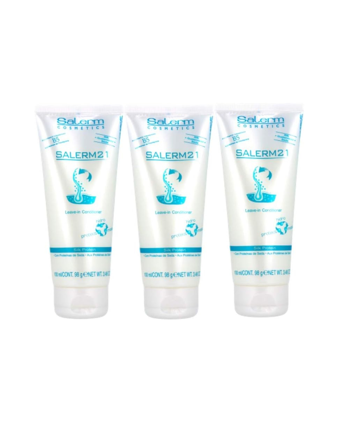 Salerm 21 Acondicionador y Mascarilla Sin Aclarado con Proteína de Seda y Provitamina B5 100 ml (Pack de 3)