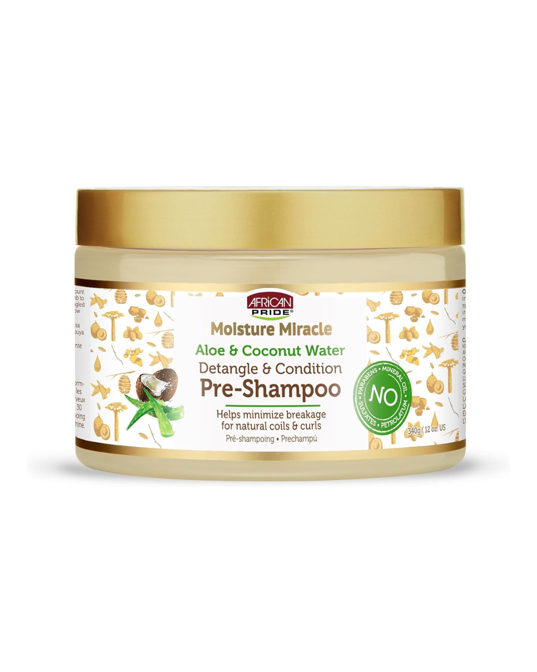 African Pride Moisture Miracle Pre-Shampoo - Aloe y Agua de Coco 340g