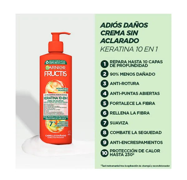 Garnier Fructis Goodbye Damage 10 en 1 – Leave-In Sin Aclarado para Cabello Dañado – 400 ml