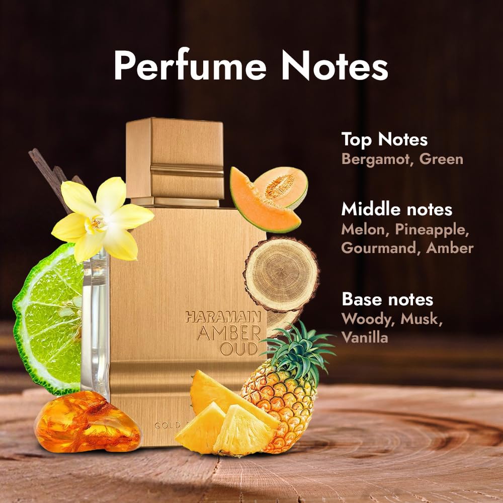 Al Haramain Amber Oud Gold Edition 60 ml | Eau de Parfum en spray unisex | Perfume árabe de larga duración para mujer | Aroma de lujo con ámbar y oud | Fragancia afrutada fresca | Perfumes de los EAU