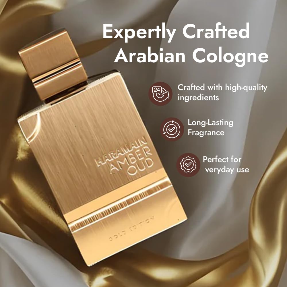 Al Haramain Amber Oud Gold Edition 60 ml | Eau de Parfum en spray unisex | Perfume árabe de larga duración para mujer | Aroma de lujo con ámbar y oud | Fragancia afrutada fresca | Perfumes de los EAU