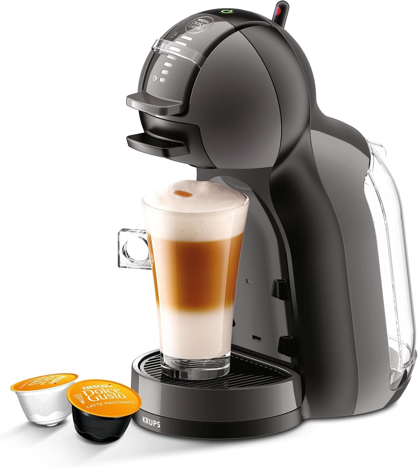 Krups Nescafé Dolce Gusto Mini Me Cafetera, capacidad 0.8 L, bebidas frías o calientes, Play&Select, Thermoblock, 35 tipos café, Negra, KP1238