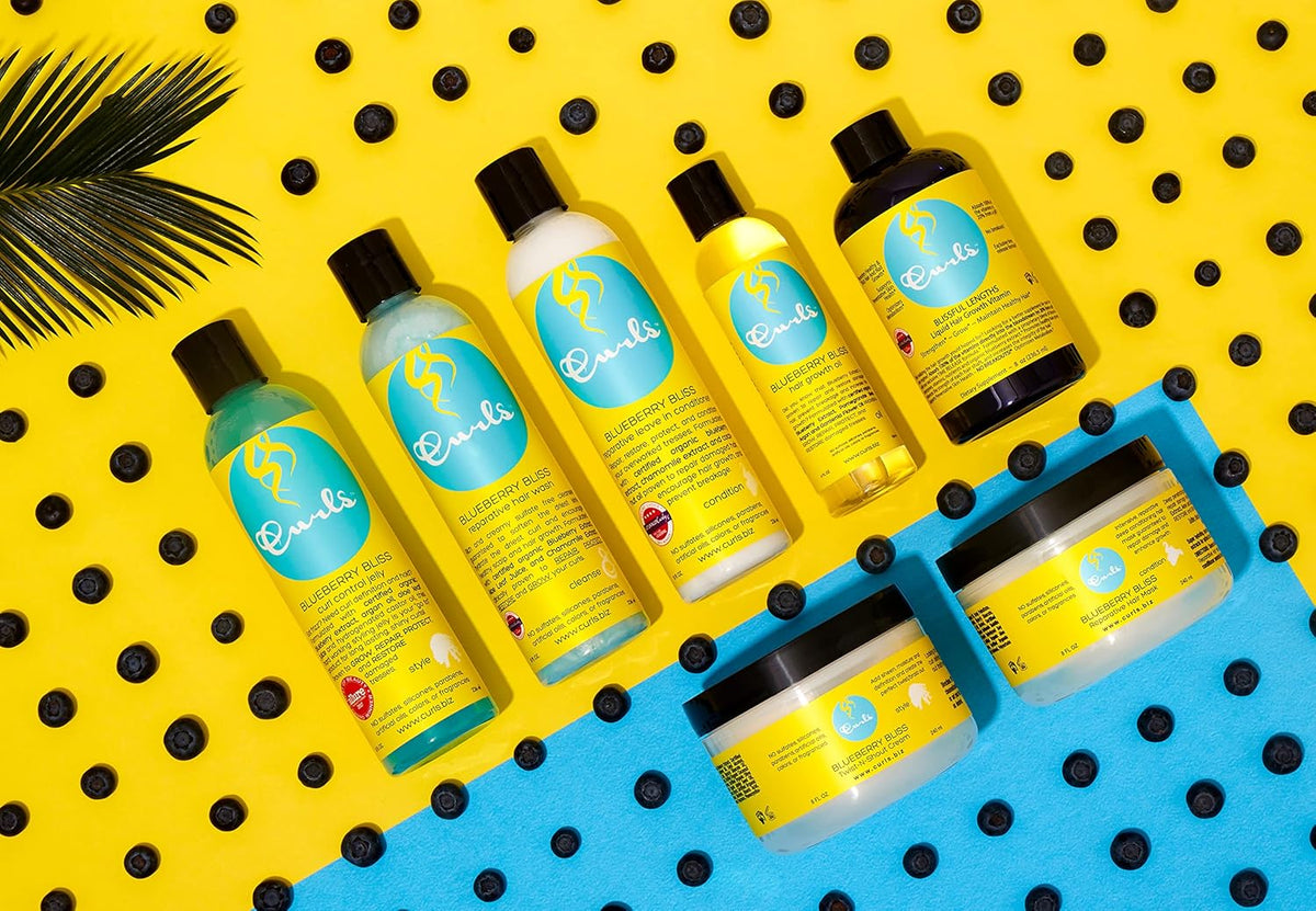 CURLS - Blueberry Bliss Control Jelly Gel Definidor de Rizos con Arándano, Argán y Ricino 236 ml - Define con Fijación Media sin Frizz - Rizado y Afro