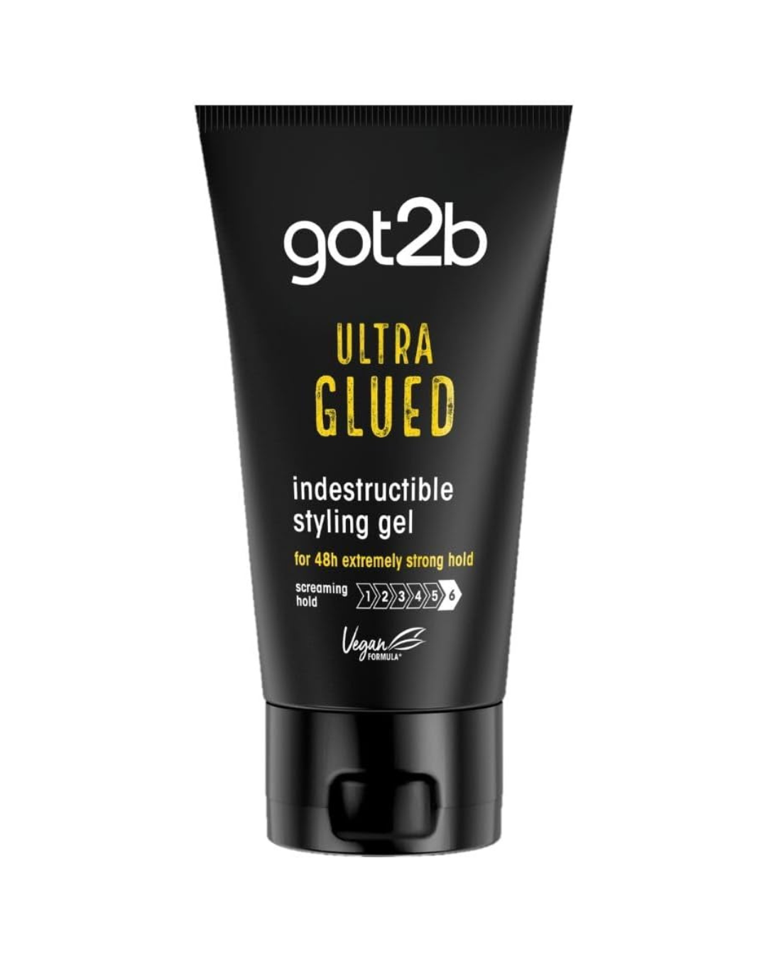 GOT2B - Ultra Glued Gel de Peinado Indestructible 150 ml - Fijación Ultrafuerte hasta 48 Horas - Óptimo para Peinados Atrevidos, Bordes y Baby Hairs - Fórmula Vegana sin Residuos