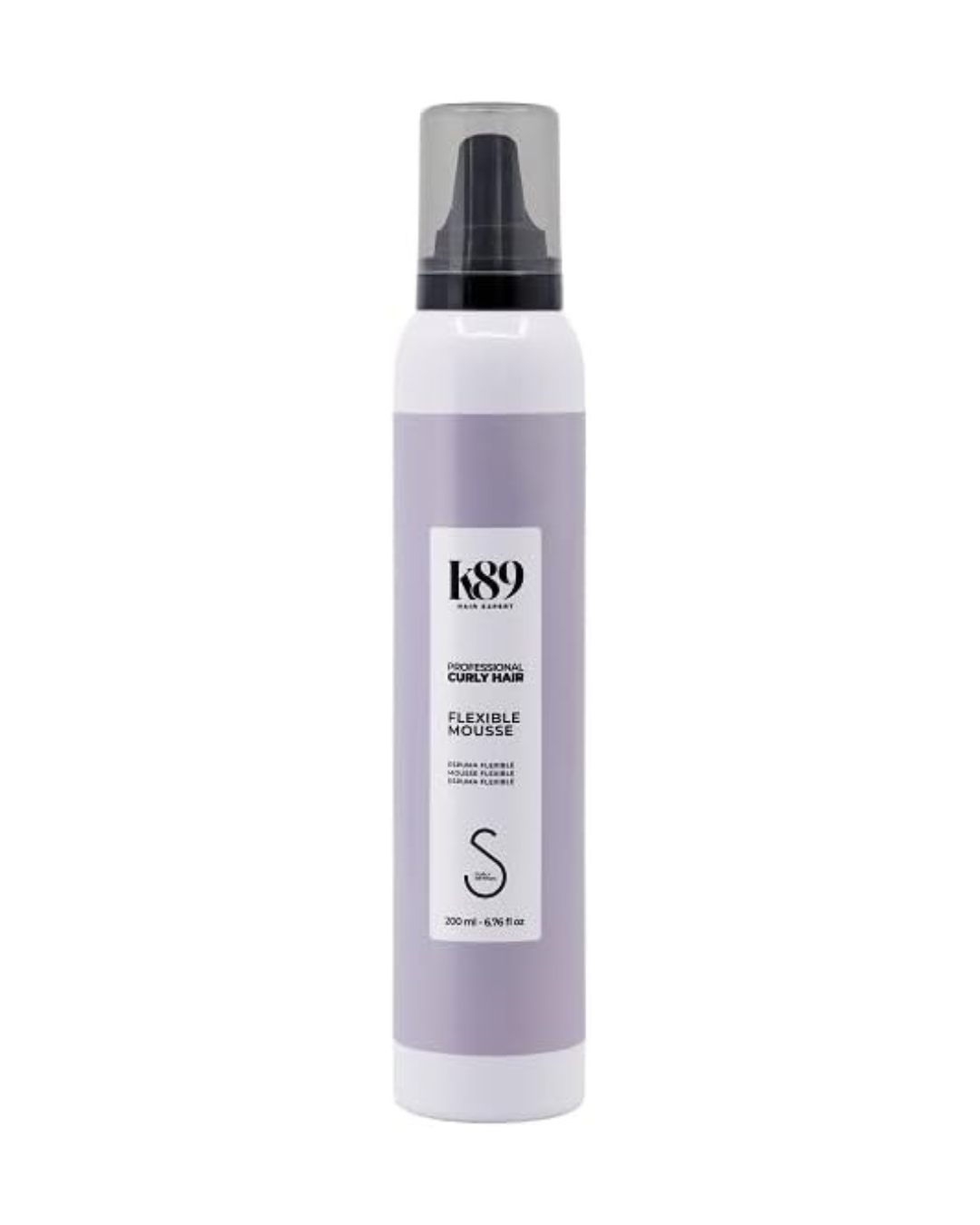 K89 - Professional Curly Hair Mousse Flexible Espuma de Fijación Flexible 200 ml - Define el Rizo sin Cast ni Efecto Duro - Sin Alcohol, Método Curly
