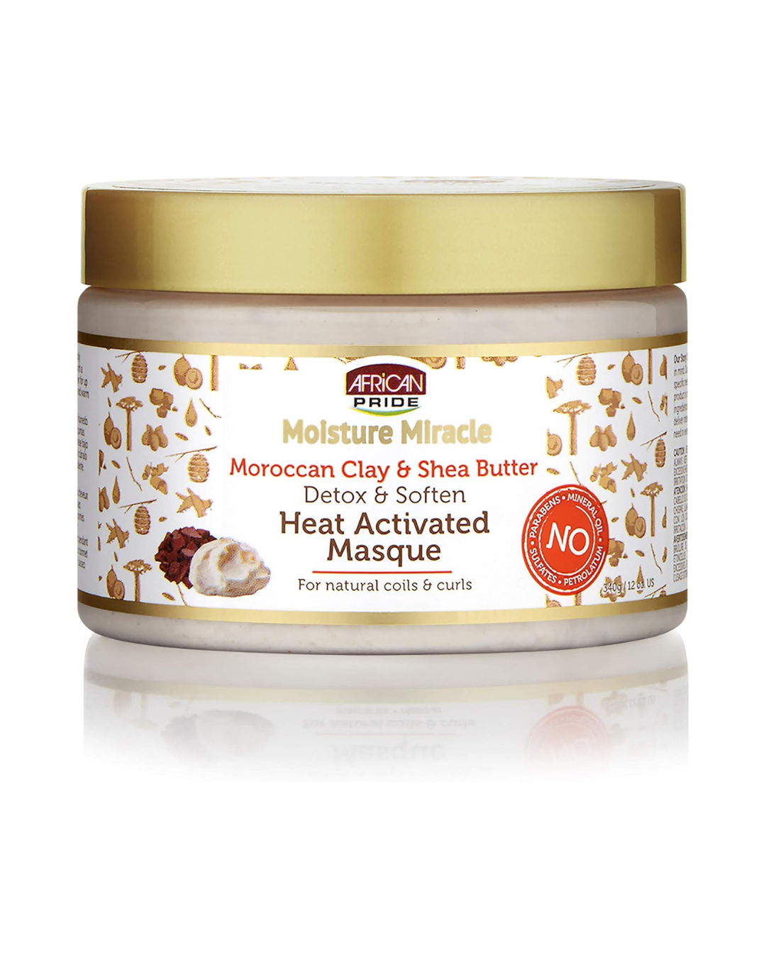African Pride Moisture Miracle – Mascarilla capilar activada por calor (340 g) | Limpieza profunda suave, desintoxicación cosmética y suavidad con arcilla marroquí y karité