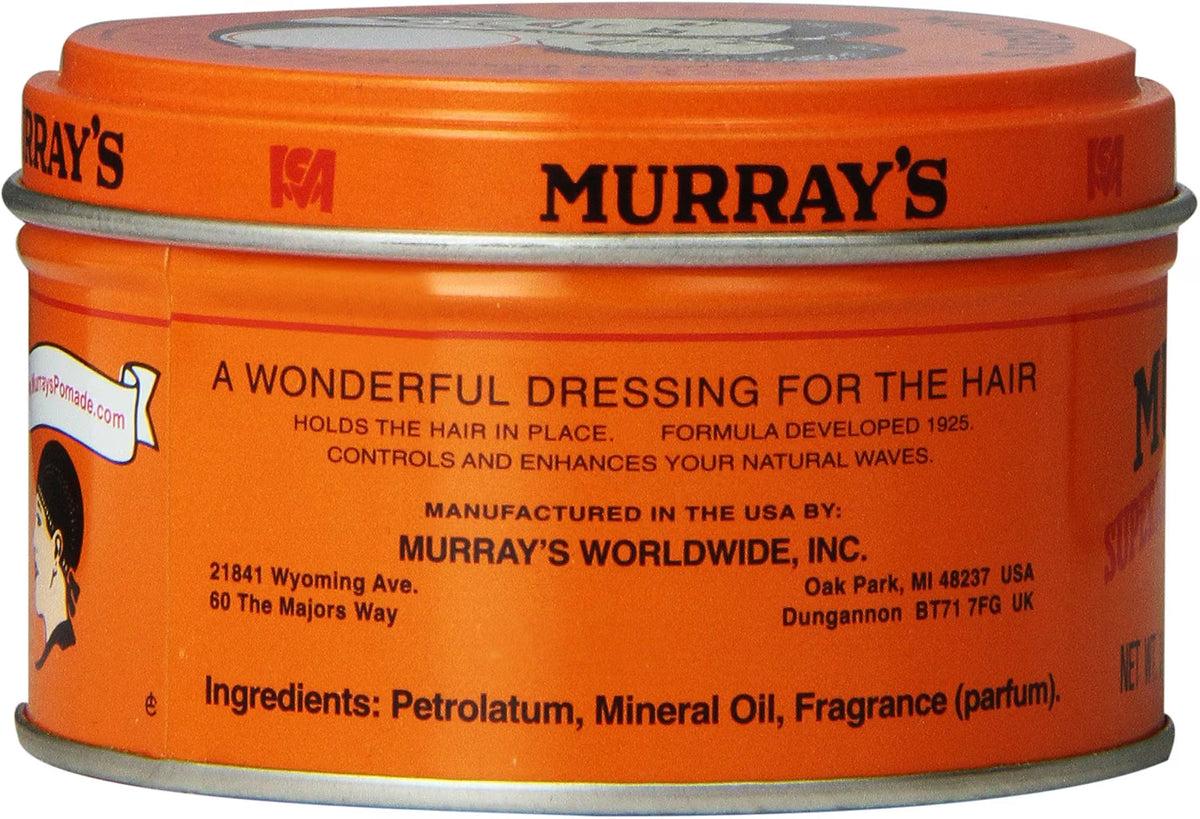 Murray's SupeMurray’s Superior Hair Dressing Pomade 85 g - Pomada clásica de fijación fuerte y brillo para peinados definidosrior - Pomada de peluquería MRSHP (85 g)