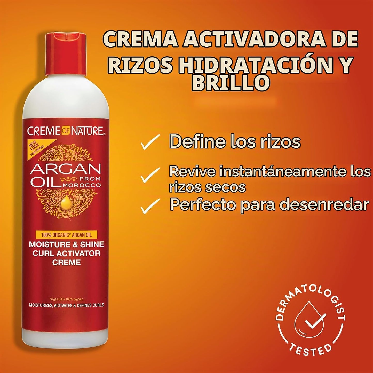 CREME OF NATURE - Argan Oil Moisture y Shine Curl Activator Crema Activadora de Rizos 354 ml - Revive el Rizo Seco y Controla el Frizz - Rizado y Afro