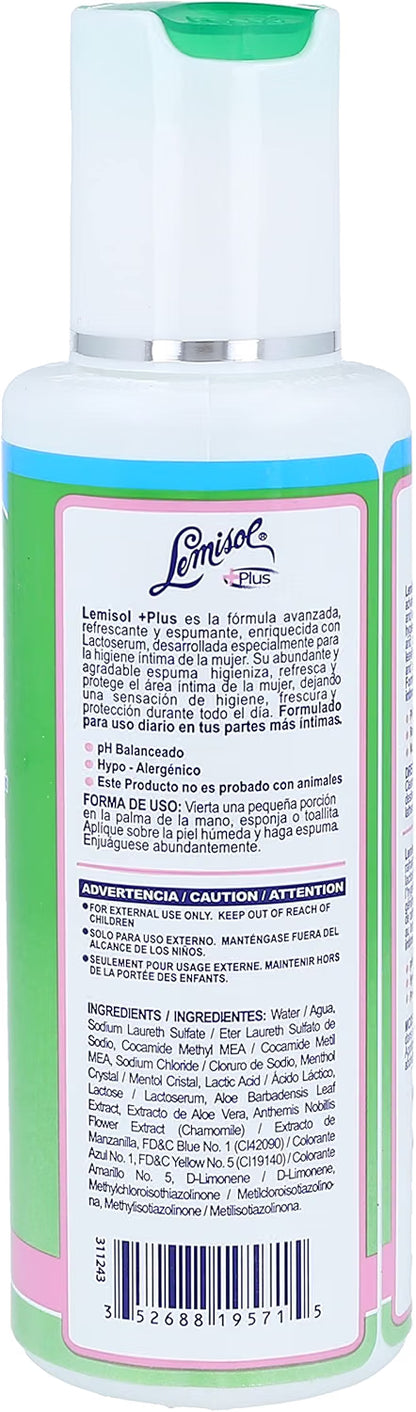 Lemisol Plus – Gel de higiene íntima femenina pH balanceado | Frescor con mentol y limpieza suave (uso externo)