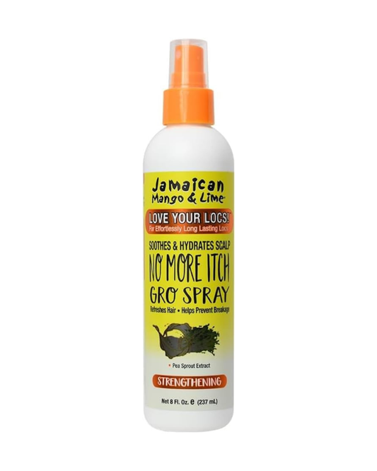 JAMAICAN MANGO & LIME - No More Itch Gro Spray Calmante del Cuero Cabelludo 10 oz - para Rastas, Trenzas y Twists - con Aceite de Moringa, Oliva y Extracto de Brote de Guisante - Alivia el Picor y la Sequedad