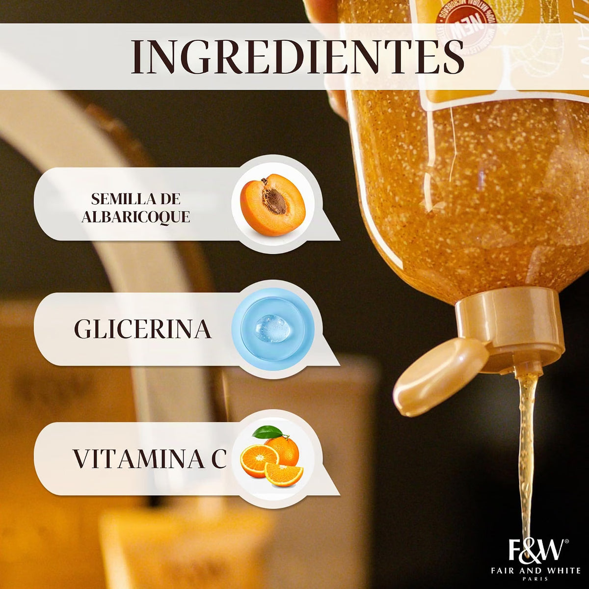 Fair & White Paris Gold Ultimate Gel de Ducha Exfoliante - Limpieza renovadora y piel más suave