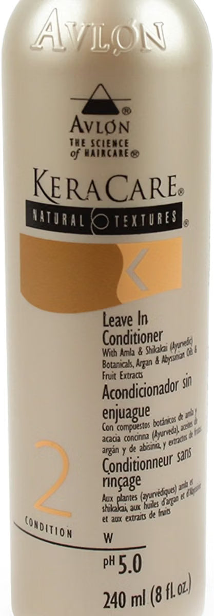 Avlon KeraCare Natural Textures Leave-In Conditioner (240 ml) - Acondicionador sin aclarado para desenredar, sellar cutícula y equilibrar el pH