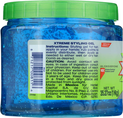 Wet Line Xtreme Professional Styling Gel Extra Hold Azul – 1 kg (35.26 oz)