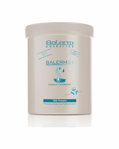 SALERM 21 - Silk Protein Acondicionador sin Aclarado con Proteína de Seda y Provitamina B5 1000 ml - Desenreda y Repara - Protege del Sol y el Cloro