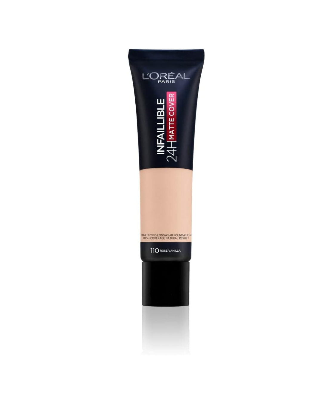 L'ORÉAL PARIS - Infaillible 32H Matte Cover Base de Maquillaje Alta Cobertura Mate Tono 110 30 ml - con Niacinamida al 4%, Ácido Salicílico y FPS 25 - Larga Duración y Control de Brillos - Piel Grasa y Mixta