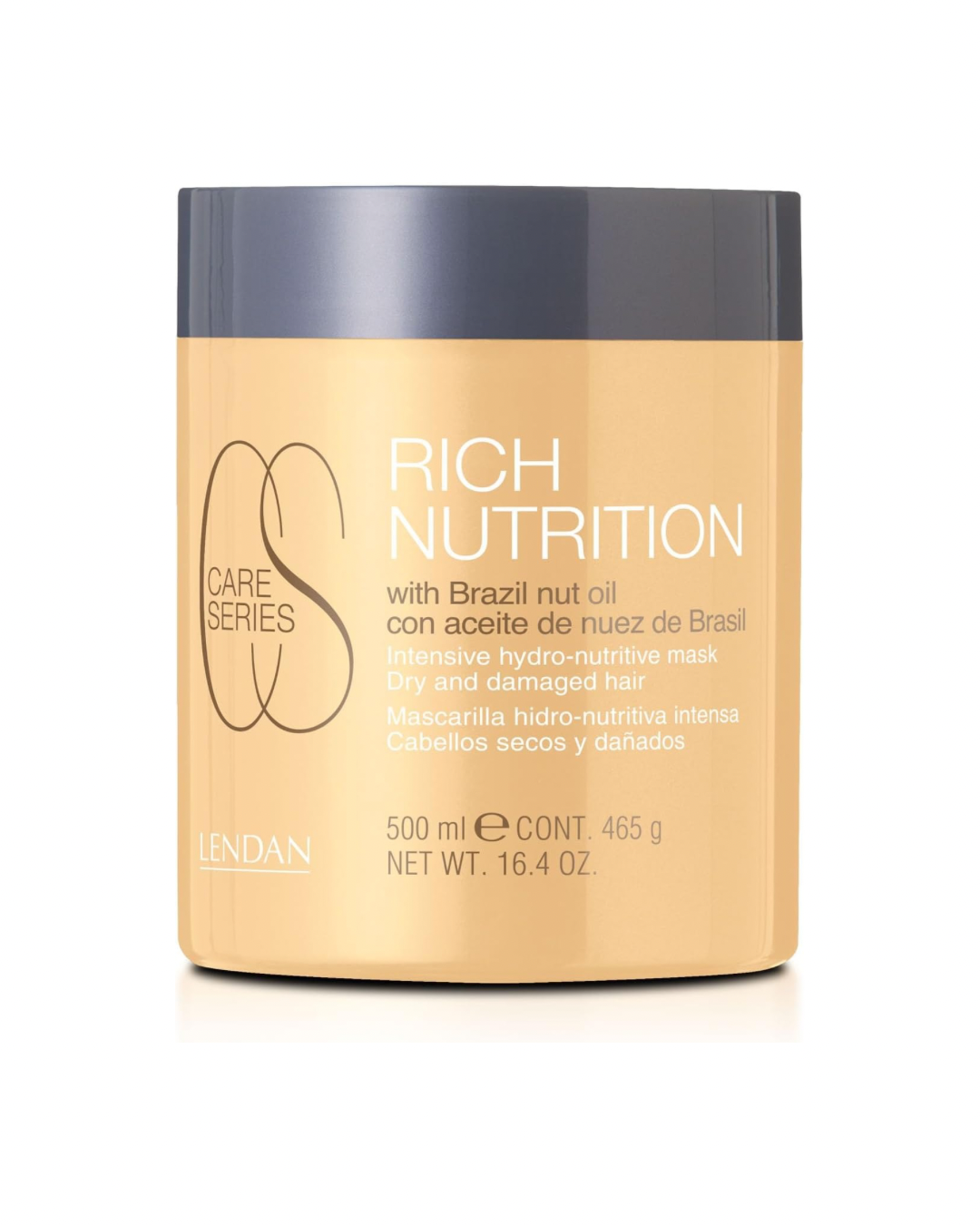 LENDAN - Rich Nutrition Mascarilla Hidronutritiva 500 ml - Cabellos Secos y Dañados - con Aceite de Nuez de Brasil, Arroz y Girasol - Repara Puntas Abiertas e Hidrata Intensamente