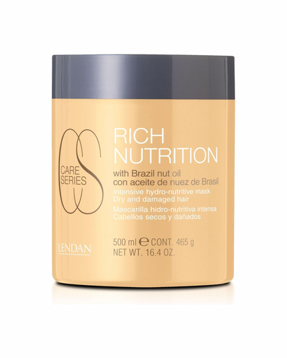 LENDAN - Rich Nutrition Mascarilla Hidronutritiva con Aceite de Nuez de Brasil 500 ml - Repara las Puntas Abiertas y Desenreda - Cabello Seco y Dañado