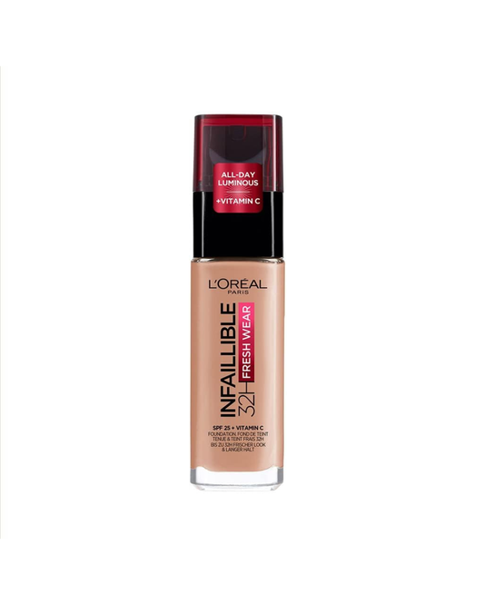 L'ORÉAL PARIS - Infaillible 32H Fresh Wear Base de Maquillaje de Larga Duración Tono 160 30 ml - Cobertura Modulable y Acabado Natural - con Vitamina C, Vitamina E y FPS 25 - Resistente al Agua y a la Transferencia