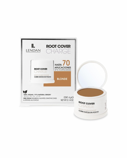 LENDAN - Root Cover Charge Cubre Raíces y Canas en Polvo Mineral Rubio 4 g - Cobertura Instantánea que Resiste la Humedad - Hasta 70 Aplicaciones