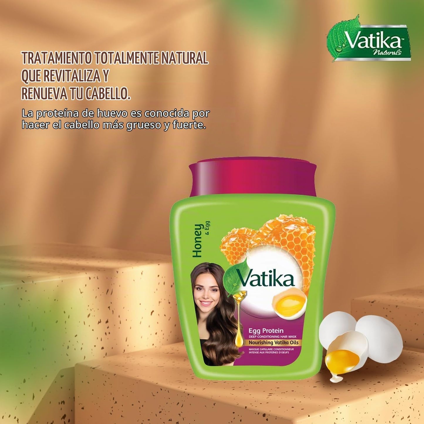 Dabur - Vatika Naturals Egg Protein Hair Mask Multivitamin 500 g - Mascarilla capilar nutritiva con proteínas para fortalecer y revitalizar el cabello