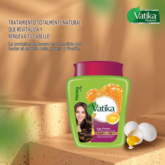 Dabur - Vatika Naturals Egg Protein Hair Mask Multivitamin 500 g - Mascarilla capilar nutritiva con proteínas para fortalecer y revitalizar el cabello