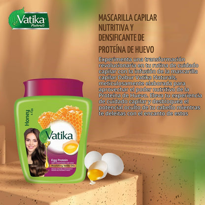 Dabur - Vatika Naturals Egg Protein Hair Mask Multivitamin 500 g - Mascarilla capilar nutritiva con proteínas para fortalecer y revitalizar el cabello