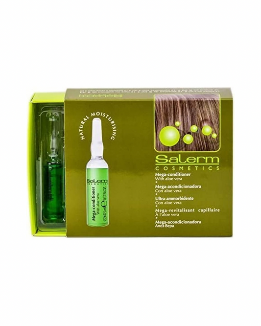 Salerm Mega Acondicionadora Tratamiento Reestructurante en Ampollas con Queratina y Aloe Vera Pack 12 x 5 ml