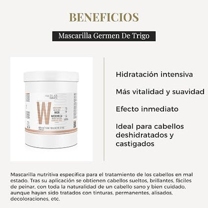 SALERM - Mascarilla Germen de Trigo Nutritiva 1000 ml - Desenreda y Repara el Cabello Teñido, Decolorado o con Permanente - Efecto Inmediato