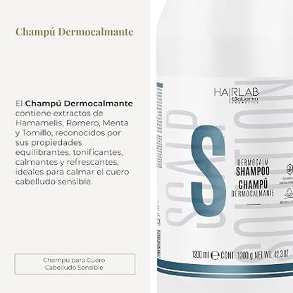 SALERM - Hair Lab Dermocalmante Champú con Hamamelis, Romero, Menta y Tomillo 1200ml - Calma el Picor y la Irritación - Cuero Cabelludo Sensible