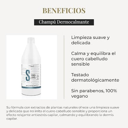 SALERM - Hair Lab Dermocalmante Champú con Hamamelis, Romero, Menta y Tomillo 1200ml - Calma el Picor y la Irritación - Cuero Cabelludo Sensible