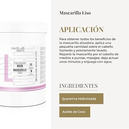 SALERM - Lisos Hair Lab Mascarilla Alisadora con Queratina y Aceite de Coco 1000ml - Prolonga el Alisado y Elimina el Frizz - Sin Sal ni Sulfatos