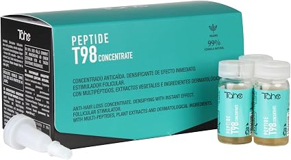 TAHE - Peptide T98 Pack Anticaída Densificante Concentrado 6x10 ml y Champú 300 ml - Estimula el Folículo y Redensifica - Multipéptidos y Colágeno