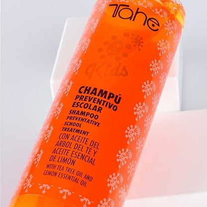 TAHE - Kids Protect 2-Phase Champú Infantil Preventivo de Piojos con Aceite Árbol del Té 300 ml - Protege del Contagio Escolar - Desenreda e Hidrata