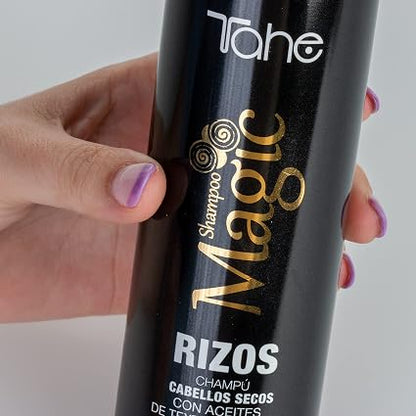 TAHE - Magic Rizos Champú para Rizos y Cabellos Secos con Queratina 300 ml - Hidratación Intensa y Control del Encrespamiento - Protege el Color