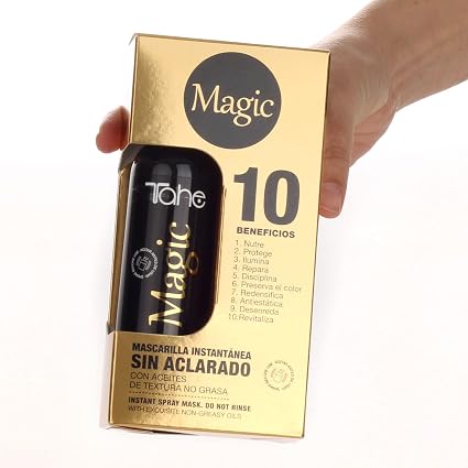 TAHE - Magic Mascarilla Instantánea Intensiva en Spray sin Aclarado 125ml - 10 Beneficios - Desenreda, Protege del Calor y del Sol - Cabello Seco