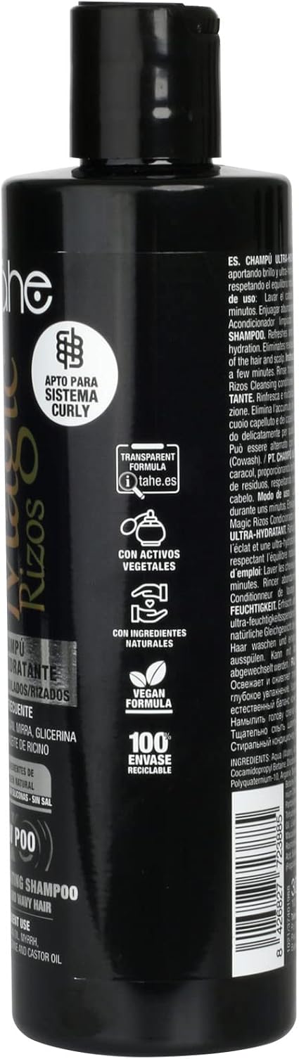 TAHE - Magic Rizos Champú Ultra-Hidratante Low Poo Método Curly 300ml - Limpia Suave y Define el Rizo sin Resecar - Cabello Rizado y Ondulado