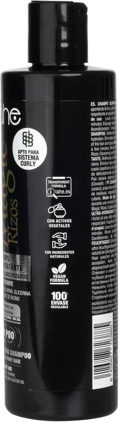 TAHE - Magic Rizos Champú Ultra-Hidratante Low Poo Método Curly 300ml - Limpia Suave y Define el Rizo sin Resecar - Cabello Rizado y Ondulado