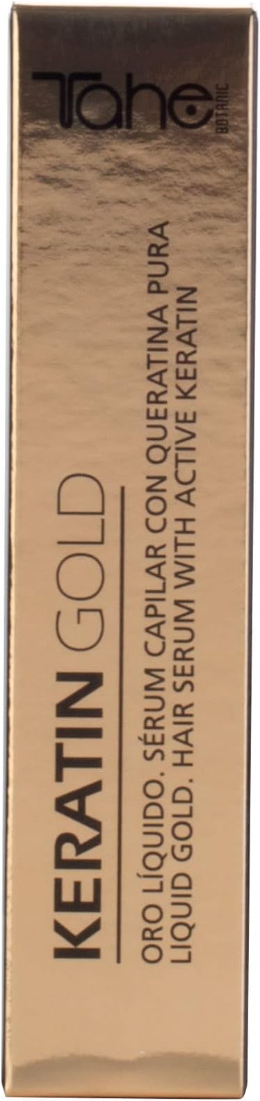 TAHE - Keratin Gold Sérum Capilar Oro Líquido con Queratina Pura, Células Madre Vegetales Activas y Aceite de Argán 30ml - Sella Puntas Abiertas
