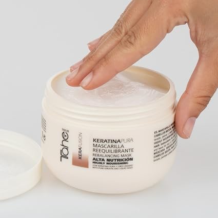 TAHE - Kerafusion Mascarilla Reequilibrante Queratina Pura 300 ml - Nutre, Repara y Controla el Encrespamiento - Cabello Seco y Post Alisado